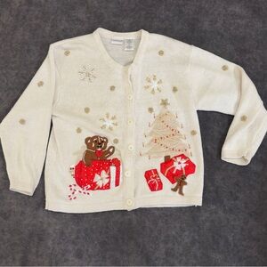 Vintage Bobbie Brooks Y2K Bright Christmas Holiday Embroidered sweater XLarge 🐻